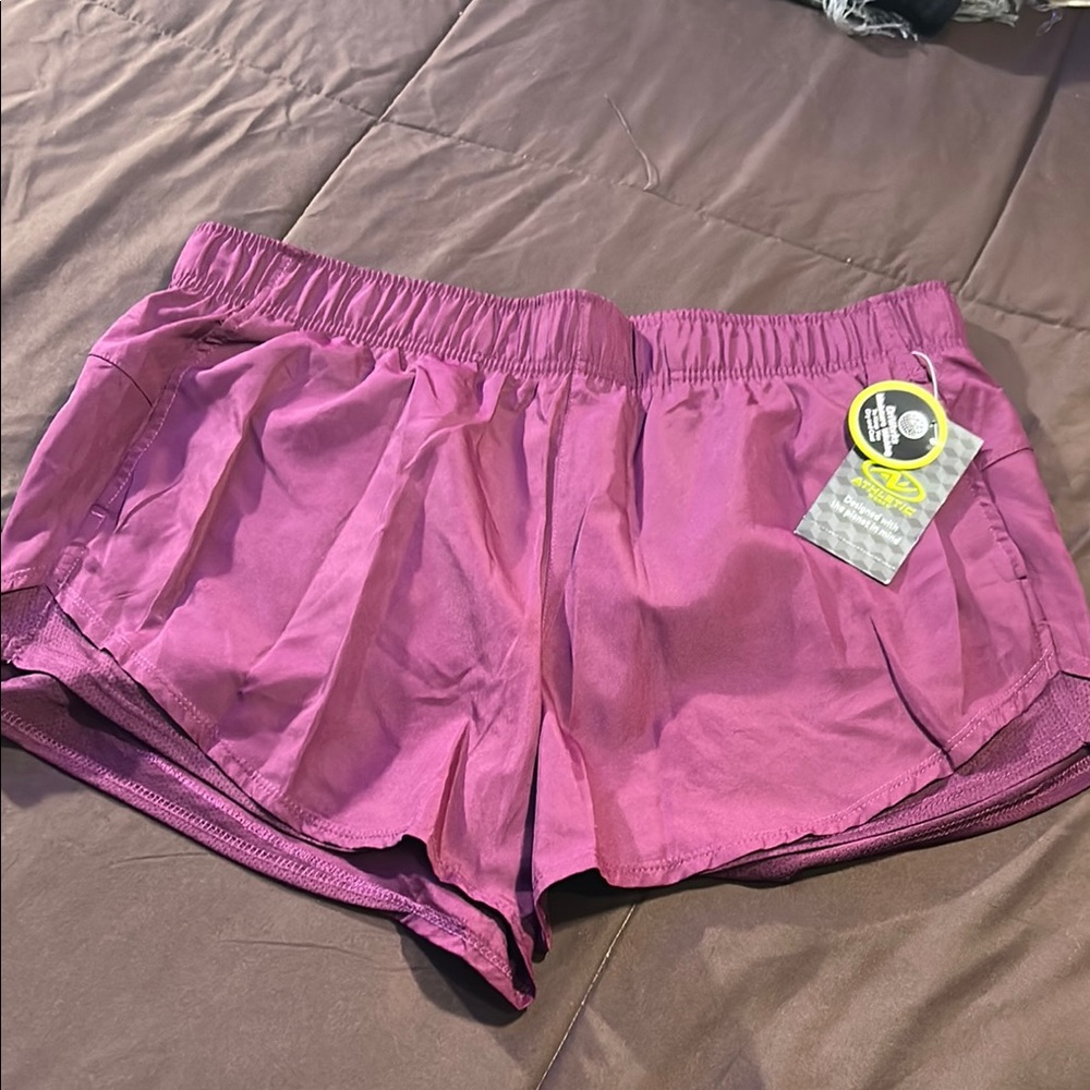 Athletic Works Purple Athletic Shorts Lightweight Elastic Waist